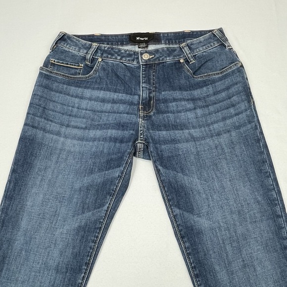 Vertx Burrell Stretch Jeans Women 14x30 Blue Slim Straight Faded Whiskered Denim - Picture 1 of 8